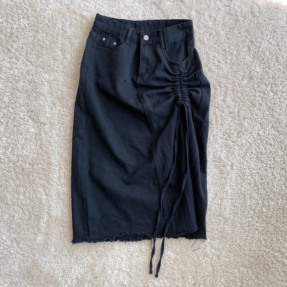 Black Denim Midi Skirt Womens Size M - Picture 1 of 9